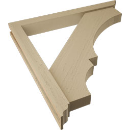 Ekena Millwork - BKTUR0352X32X32BOA01RCPR - Timberthane Faux Wood Balboa Style Bracket w/ Offset Brace, Traditional Ends, 3 1/2"W x 32"D x 32"H, Primed Tan