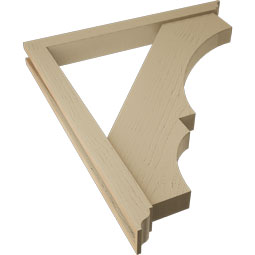 Ekena Millwork - BKTUR0352X32X36BOA01RCPR - Timberthane Faux Wood Balboa Style Bracket w/ Offset Brace, Traditional Ends, 3 1/2"W x 32"D x 36"H, Primed Tan