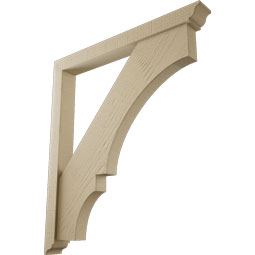 Ekena Millwork - BKTUR0352X32X36BOA01RCPR - Timberthane Faux Wood Balboa Style Bracket w/ Offset Brace, Traditional Ends, 3 1/2"W x 32"D x 36"H, Primed Tan