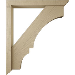 Ekena Millwork - BKTUR0352X32X38BOA01RCPR - Timberthane Faux Wood Balboa Style Bracket w/ Offset Brace, Traditional Ends, 3 1/2"W x 32"D x 38"H, Primed Tan