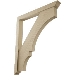 Ekena Millwork - BKTUR0352X32X38BOA01RCPR - Timberthane Faux Wood Balboa Style Bracket w/ Offset Brace, Traditional Ends, 3 1/2"W x 32"D x 38"H, Primed Tan