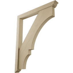 Ekena Millwork - BKTUR0352X32X40BOA01RCPR - Timberthane Faux Wood Balboa Style Bracket w/ Offset Brace, Traditional Ends, 3 1/2"W x 32"D x 40"H, Primed Tan