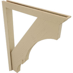 Ekena Millwork - BKTUR0352X32X44BOA01RCPR - Timberthane Faux Wood Balboa Style Bracket w/ Offset Brace, Traditional Ends, 3 1/2"W x 32"D x 44"H, Primed Tan