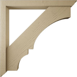 Ekena Millwork - BKTUR0352X34X34BOA01RCPR - Timberthane Faux Wood Balboa Style Bracket w/ Offset Brace, Traditional Ends, 3 1/2"W x 34"D x 34"H, Primed Tan