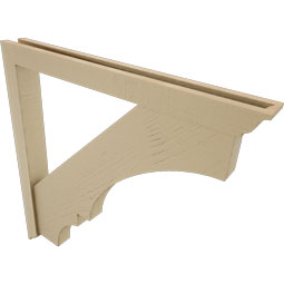 Ekena Millwork - BKTUR0352X34X34BOA01RCPR - Timberthane Faux Wood Balboa Style Bracket w/ Offset Brace, Traditional Ends, 3 1/2"W x 34"D x 34"H, Primed Tan