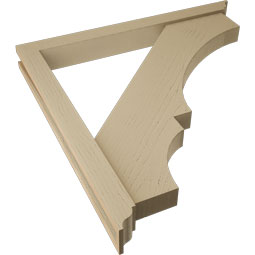 Ekena Millwork - BKTUR0352X34X34BOA01RCPR - Timberthane Faux Wood Balboa Style Bracket w/ Offset Brace, Traditional Ends, 3 1/2"W x 34"D x 34"H, Primed Tan