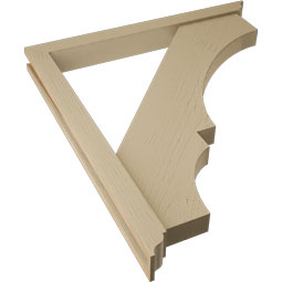 Ekena Millwork - BKTUR0352X34X38BOA01RCPR - Timberthane Faux Wood Balboa Style Bracket w/ Offset Brace, Traditional Ends, 3 1/2"W x 34"D x 38"H, Primed Tan