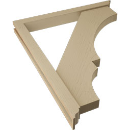 Ekena Millwork - BKTUR0352X34X40BOA01RCPR - Timberthane Faux Wood Balboa Style Bracket w/ Offset Brace, Traditional Ends, 3 1/2"W x 34"D x 40"H, Primed Tan