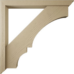 Ekena Millwork - BKTUR0352X36X36BOA01RCPR - Timberthane Faux Wood Balboa Style Bracket w/ Offset Brace, Traditional Ends, 3 1/2"W x 36"D x 36"H, Primed Tan