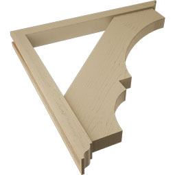 Ekena Millwork - BKTUR0352X36X36BOA01RCPR - Timberthane Faux Wood Balboa Style Bracket w/ Offset Brace, Traditional Ends, 3 1/2"W x 36"D x 36"H, Primed Tan