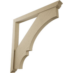Ekena Millwork - BKTUR0352X36X36BOA01RCPR - Timberthane Faux Wood Balboa Style Bracket w/ Offset Brace, Traditional Ends, 3 1/2"W x 36"D x 36"H, Primed Tan