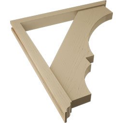 Ekena Millwork - BKTUR0352X36X40BOA01RCPR - Timberthane Faux Wood Balboa Style Bracket w/ Offset Brace, Traditional Ends, 3 1/2"W x 36"D x 40"H, Primed Tan
