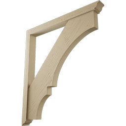 Ekena Millwork - BKTUR0352X36X40BOA01RCPR - Timberthane Faux Wood Balboa Style Bracket w/ Offset Brace, Traditional Ends, 3 1/2"W x 36"D x 40"H, Primed Tan