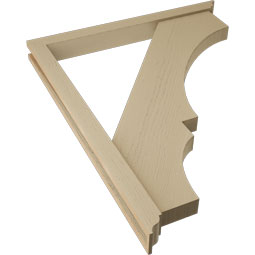 Ekena Millwork - BKTUR0352X36X44BOA01RCPR - Timberthane Faux Wood Balboa Style Bracket w/ Offset Brace, Traditional Ends, 3 1/2"W x 36"D x 44"H, Primed Tan