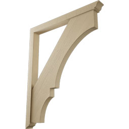 Ekena Millwork - BKTUR0352X36X44BOA01RCPR - Timberthane Faux Wood Balboa Style Bracket w/ Offset Brace, Traditional Ends, 3 1/2"W x 36"D x 44"H, Primed Tan