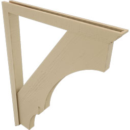 Ekena Millwork - BKTUR0352X36X48BOA01RCPR - Timberthane Faux Wood Balboa Style Bracket w/ Offset Brace, Traditional Ends, 3 1/2"W x 36"D x 48"H, Primed Tan
