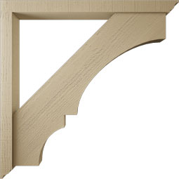 Ekena Millwork - BKTUR0352X38X38BOA01RCPR - Timberthane Faux Wood Balboa Style Bracket w/ Offset Brace, Traditional Ends, 3 1/2"W x 38"D x 38"H, Primed Tan