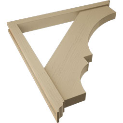 Ekena Millwork - BKTUR0352X38X38BOA01RCPR - Timberthane Faux Wood Balboa Style Bracket w/ Offset Brace, Traditional Ends, 3 1/2"W x 38"D x 38"H, Primed Tan