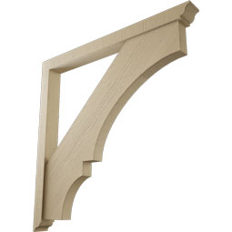 Ekena Millwork - BKTUR0352X38X38BOA01RCPR - Timberthane Faux Wood Balboa Style Bracket w/ Offset Brace, Traditional Ends, 3 1/2"W x 38"D x 38"H, Primed Tan