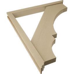 Ekena Millwork - BKTUR0352X38X44BOA01RCPR - Timberthane Faux Wood Balboa Style Bracket w/ Offset Brace, Traditional Ends, 3 1/2"W x 38"D x 44"H, Primed Tan