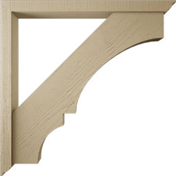 Ekena Millwork - BKTUR0352X40X40BOA01RCPR - Timberthane Faux Wood Balboa Style Bracket w/ Offset Brace, Traditional Ends, 3 1/2"W x 40"D x 40"H, Primed Tan