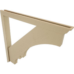 Ekena Millwork - BKTUR0352X40X40BOA01RCPR - Timberthane Faux Wood Balboa Style Bracket w/ Offset Brace, Traditional Ends, 3 1/2"W x 40"D x 40"H, Primed Tan