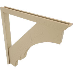 Ekena Millwork - BKTUR0352X40X44BOA01RCPR - Timberthane Faux Wood Balboa Style Bracket w/ Offset Brace, Traditional Ends, 3 1/2"W x 40"D x 44"H, Primed Tan