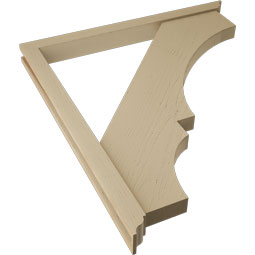 Ekena Millwork - BKTUR0352X40X44BOA01RCPR - Timberthane Faux Wood Balboa Style Bracket w/ Offset Brace, Traditional Ends, 3 1/2"W x 40"D x 44"H, Primed Tan