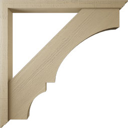 Ekena Millwork - BKTUR0352X42X42BOA01RCPR - Timberthane Faux Wood Balboa Style Bracket w/ Offset Brace, Traditional Ends, 3 1/2"W x 42"D x 42"H, Primed Tan