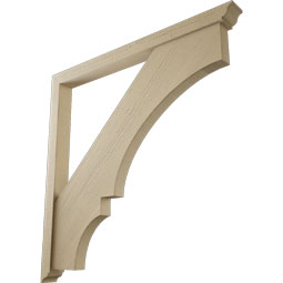 Ekena Millwork - BKTUR0352X42X42BOA01RCPR - Timberthane Faux Wood Balboa Style Bracket w/ Offset Brace, Traditional Ends, 3 1/2"W x 42"D x 42"H, Primed Tan