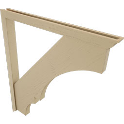 Ekena Millwork - BKTUR0352X42X48BOA01RCPR - Timberthane Faux Wood Balboa Style Bracket w/ Offset Brace, Traditional Ends, 3 1/2"W x 42"D x 48"H, Primed Tan