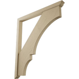Ekena Millwork - BKTUR0352X42X48BOA01RCPR - Timberthane Faux Wood Balboa Style Bracket w/ Offset Brace, Traditional Ends, 3 1/2"W x 42"D x 48"H, Primed Tan