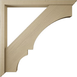 Ekena Millwork - BKTUR0352X44X44BOA01RCPR - Timberthane Faux Wood Balboa Style Bracket w/ Offset Brace, Traditional Ends, 3 1/2"W x 44"D x 44"H, Primed Tan