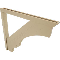 Ekena Millwork - BKTUR0352X44X44BOA01RCPR - Timberthane Faux Wood Balboa Style Bracket w/ Offset Brace, Traditional Ends, 3 1/2"W x 44"D x 44"H, Primed Tan