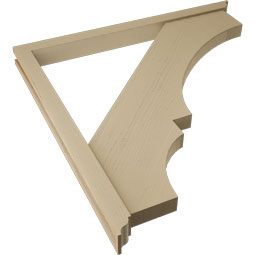 Ekena Millwork - BKTUR0352X44X44BOA01RCPR - Timberthane Faux Wood Balboa Style Bracket w/ Offset Brace, Traditional Ends, 3 1/2"W x 44"D x 44"H, Primed Tan