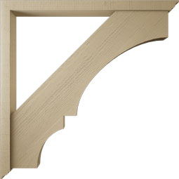 Ekena Millwork - BKTUR0352X46X46BOA01RCPR - Timberthane Faux Wood Balboa Style Bracket w/ Offset Brace, Traditional Ends, 3 1/2"W x 46"D x 46"H, Primed Tan