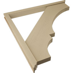 Ekena Millwork - BKTUR0352X46X46BOA01RCPR - Timberthane Faux Wood Balboa Style Bracket w/ Offset Brace, Traditional Ends, 3 1/2"W x 46"D x 46"H, Primed Tan