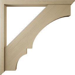 Ekena Millwork - BKTUR0352X48X48BOA01RCPR - Timberthane Faux Wood Balboa Style Bracket w/ Offset Brace, Traditional Ends, 3 1/2"W x 48"D x 48"H, Primed Tan
