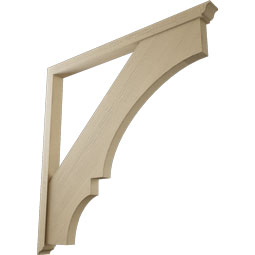 Ekena Millwork - BKTUR0352X48X48BOA01RCPR - Timberthane Faux Wood Balboa Style Bracket w/ Offset Brace, Traditional Ends, 3 1/2"W x 48"D x 48"H, Primed Tan