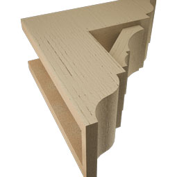 Ekena Millwork - BKTUR0554X14X14BOA01RCPR - Timberthane Faux Wood Balboa Style Bracket w/ Offset Brace, Traditional Ends, 5 1/2"W x 14"D x 14"H, Primed Tan