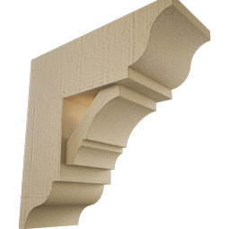 Ekena Millwork - BKTUR0554X14X14BOA01RCPR - Timberthane Faux Wood Balboa Style Bracket w/ Offset Brace, Traditional Ends, 5 1/2"W x 14"D x 14"H, Primed Tan
