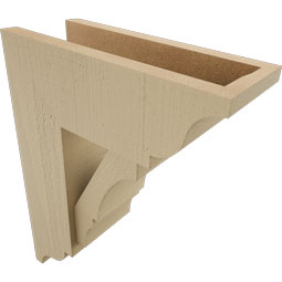 Ekena Millwork - BKTUR0554X14X18BOA01RCPR - Timberthane Faux Wood Balboa Style Bracket w/ Offset Brace, Traditional Ends, 5 1/2"W x 14"D x 18"H, Primed Tan