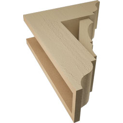 Ekena Millwork - BKTUR0554X14X18BOA01RCPR - Timberthane Faux Wood Balboa Style Bracket w/ Offset Brace, Traditional Ends, 5 1/2"W x 14"D x 18"H, Primed Tan
