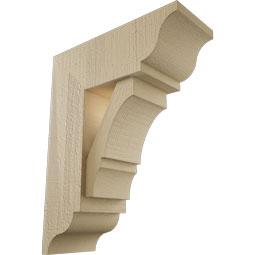 Ekena Millwork - BKTUR0554X14X18BOA01RCPR - Timberthane Faux Wood Balboa Style Bracket w/ Offset Brace, Traditional Ends, 5 1/2"W x 14"D x 18"H, Primed Tan