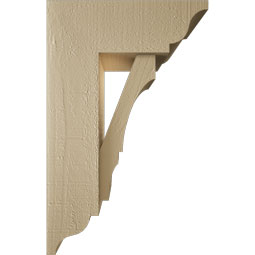 Ekena Millwork - BKTUR0554X14X22BOA01RCPR - Timberthane Faux Wood Balboa Style Bracket w/ Offset Brace, Traditional Ends, 5 1/2"W x 14"D x 22"H, Primed Tan