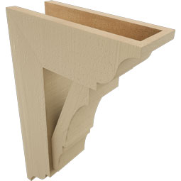 Ekena Millwork - BKTUR0554X14X22BOA01RCPR - Timberthane Faux Wood Balboa Style Bracket w/ Offset Brace, Traditional Ends, 5 1/2"W x 14"D x 22"H, Primed Tan