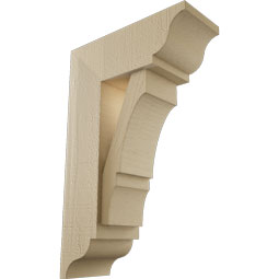 Ekena Millwork - BKTUR0554X14X22BOA01RCPR - Timberthane Faux Wood Balboa Style Bracket w/ Offset Brace, Traditional Ends, 5 1/2"W x 14"D x 22"H, Primed Tan