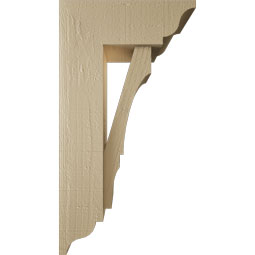 Ekena Millwork - BKTUR0554X14X26BOA01RCPR - Timberthane Faux Wood Balboa Style Bracket w/ Offset Brace, Traditional Ends, 5 1/2"W x 14"D x 26"H, Primed Tan