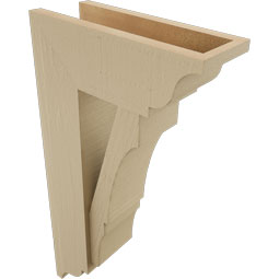 Ekena Millwork - BKTUR0554X14X26BOA01RCPR - Timberthane Faux Wood Balboa Style Bracket w/ Offset Brace, Traditional Ends, 5 1/2"W x 14"D x 26"H, Primed Tan