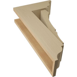 Ekena Millwork - BKTUR0554X14X26BOA01RCPR - Timberthane Faux Wood Balboa Style Bracket w/ Offset Brace, Traditional Ends, 5 1/2"W x 14"D x 26"H, Primed Tan